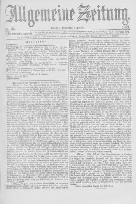 Allgemeine Zeitung Donnerstag 2. Februar 1882