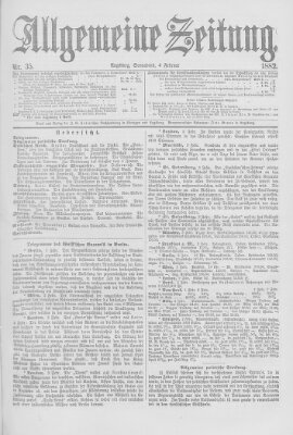 Allgemeine Zeitung Samstag 4. Februar 1882