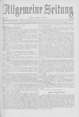 Allgemeine Zeitung Dienstag 7. Februar 1882