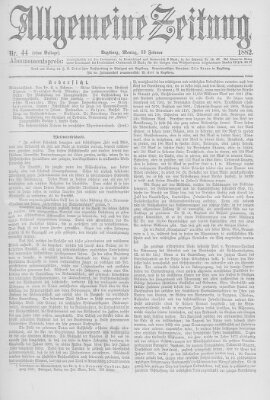 Allgemeine Zeitung Montag 13. Februar 1882