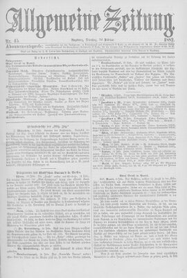 Allgemeine Zeitung Dienstag 14. Februar 1882