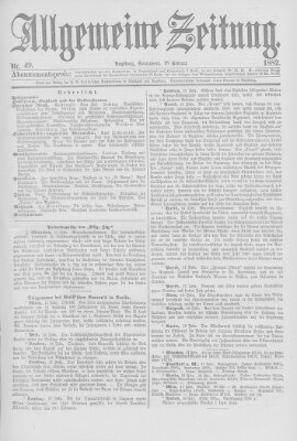 Allgemeine Zeitung Samstag 18. Februar 1882