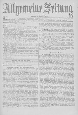 Allgemeine Zeitung Dienstag 21. Februar 1882