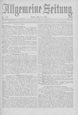 Allgemeine Zeitung Mittwoch 1. März 1882