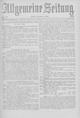 Allgemeine Zeitung Samstag 4. März 1882