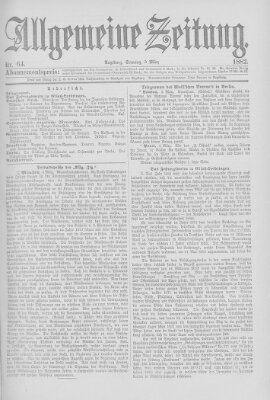 Allgemeine Zeitung Sonntag 5. März 1882