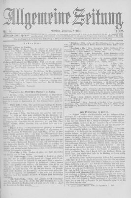 Allgemeine Zeitung Donnerstag 9. März 1882