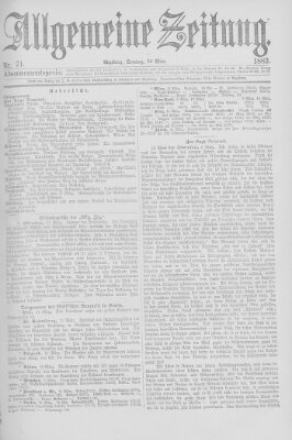 Allgemeine Zeitung Sonntag 12. März 1882