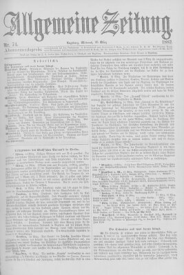 Allgemeine Zeitung Mittwoch 15. März 1882