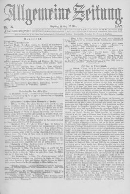 Allgemeine Zeitung Freitag 17. März 1882