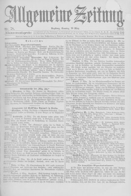 Allgemeine Zeitung Sonntag 19. März 1882