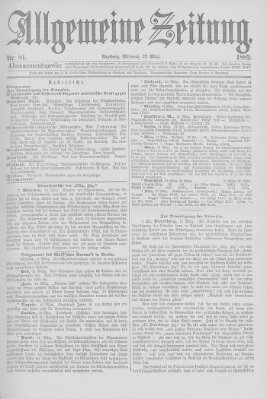 Allgemeine Zeitung Mittwoch 22. März 1882