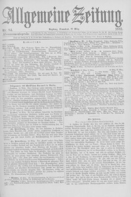 Allgemeine Zeitung Samstag 25. März 1882