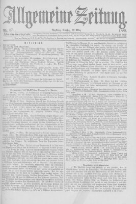 Allgemeine Zeitung Dienstag 28. März 1882