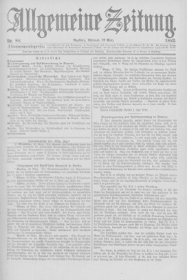 Allgemeine Zeitung Mittwoch 29. März 1882