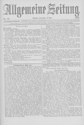 Allgemeine Zeitung Donnerstag 30. März 1882