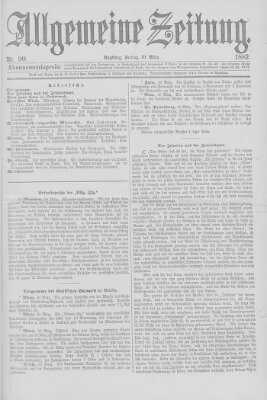 Allgemeine Zeitung Freitag 31. März 1882