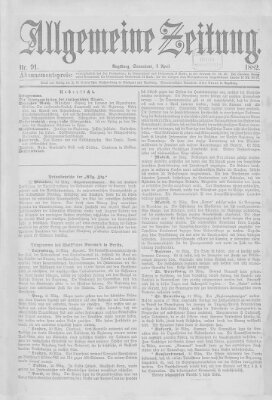 Allgemeine Zeitung Samstag 1. April 1882