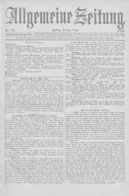 Allgemeine Zeitung Sonntag 2. April 1882