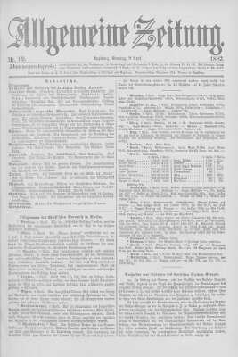 Allgemeine Zeitung Sonntag 9. April 1882