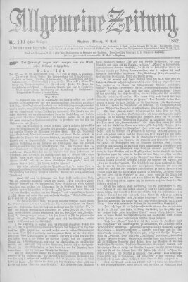 Allgemeine Zeitung Montag 10. April 1882