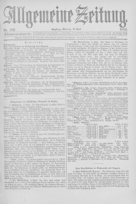 Allgemeine Zeitung Mittwoch 12. April 1882