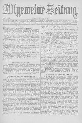 Allgemeine Zeitung Sonntag 16. April 1882