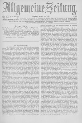 Allgemeine Zeitung Montag 17. April 1882