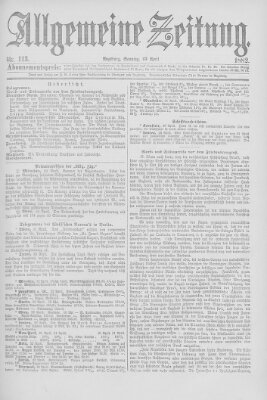 Allgemeine Zeitung Sonntag 23. April 1882