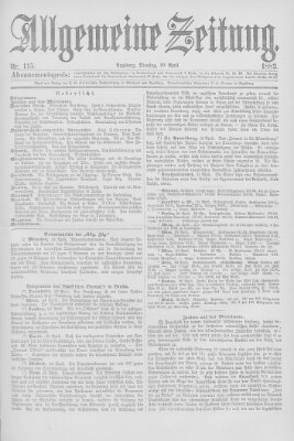 Allgemeine Zeitung Dienstag 25. April 1882