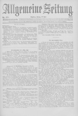 Allgemeine Zeitung Freitag 28. April 1882