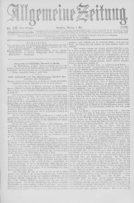 Allgemeine Zeitung Montag 1. Mai 1882