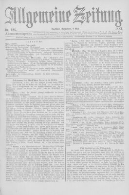 Allgemeine Zeitung Samstag 6. Mai 1882