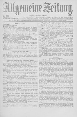 Allgemeine Zeitung Donnerstag 11. Mai 1882