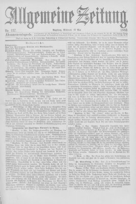 Allgemeine Zeitung Mittwoch 17. Mai 1882