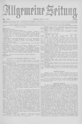 Allgemeine Zeitung Freitag 9. Juni 1882