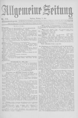 Allgemeine Zeitung Sonntag 11. Juni 1882