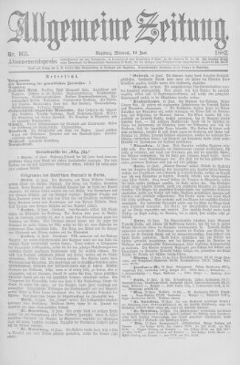 Allgemeine Zeitung Mittwoch 14. Juni 1882