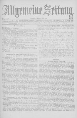 Allgemeine Zeitung Mittwoch 21. Juni 1882