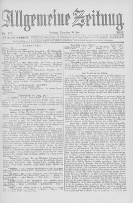 Allgemeine Zeitung Donnerstag 22. Juni 1882