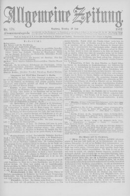 Allgemeine Zeitung Dienstag 27. Juni 1882