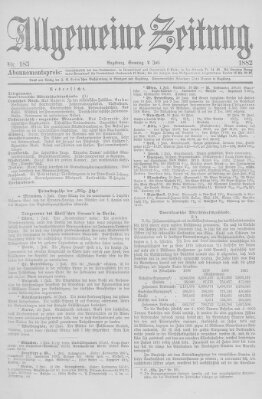 Allgemeine Zeitung Sonntag 2. Juli 1882