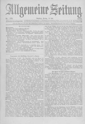 Allgemeine Zeitung Freitag 14. Juli 1882