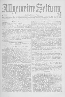 Allgemeine Zeitung Dienstag 1. August 1882