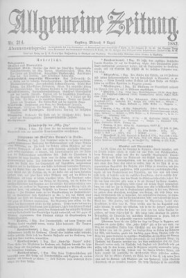 Allgemeine Zeitung Mittwoch 2. August 1882