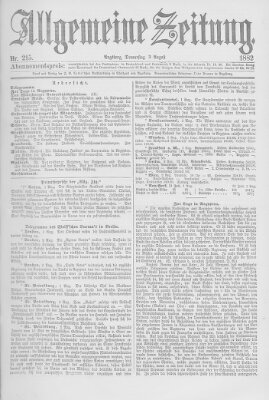 Allgemeine Zeitung Donnerstag 3. August 1882