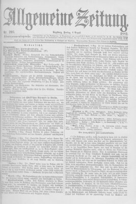 Allgemeine Zeitung Freitag 4. August 1882