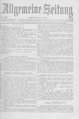 Allgemeine Zeitung Samstag 5. August 1882