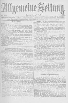 Allgemeine Zeitung Sonntag 6. August 1882