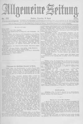 Allgemeine Zeitung Donnerstag 10. August 1882